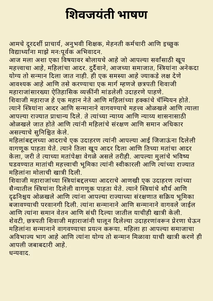 Shivjayanti Speech In Marathi